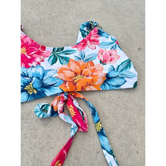 time & true swim top 2x XXL plus tropical swimsuit bikini adjustable ties strap - Picture 2 of 3